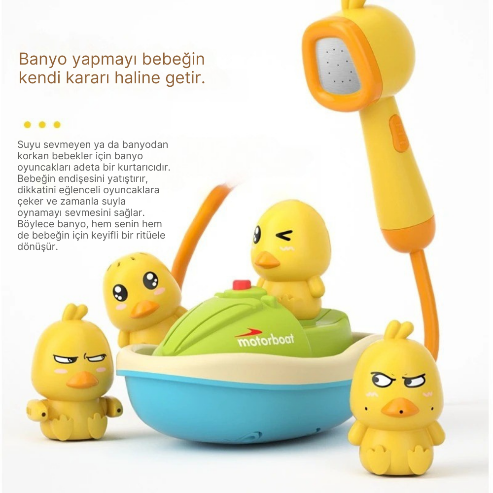 DuckBath™-Sevimli Ördeklerle Işıltılı Banyo Macerası – Otomatik Su Spreyli, Kaymaz Tekne!
